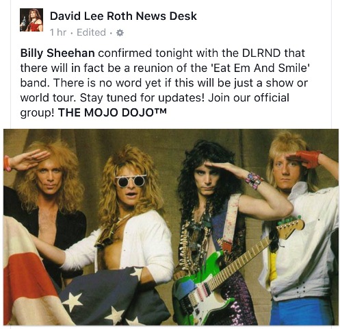 David Lee Roth S Eat Em And Smile Era Band Gearing Up For Reunion