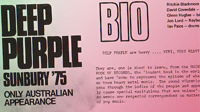 DEEP PURPLE - Rare Video Surfaces From 1975 Sunbury Festival