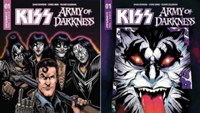 ASH WILLIAMS Meets GENE SIMMONS In New KISS / Army Of Darkness Comic Book