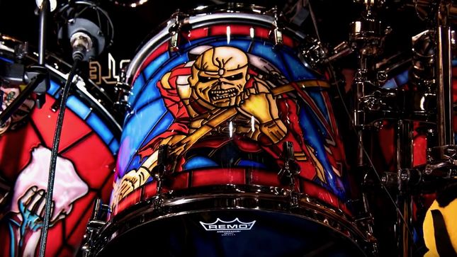 IRON MAIDEN Drummer NICKO MCBRAIN Offers Close-Up Tour Of 2018 Drum Kit; Video