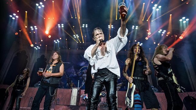 IRON MAIDEN Toasts Audience With World's Biggest Bottle Of Trooper Beer On Final Night Of Legacy Of The Beast European Tour; Video