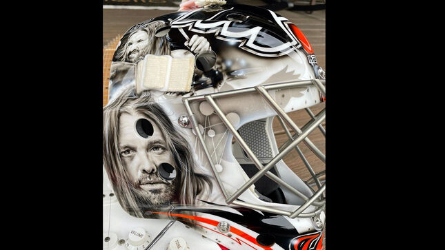 Flyers Goalie Makes Helmet With Taylor Hawkins & Dave Grohl On It