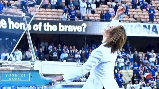 YOSHIKI Performs U.S. National Anthem At Dodger Stadium In L.A.; Pro-Shot Video