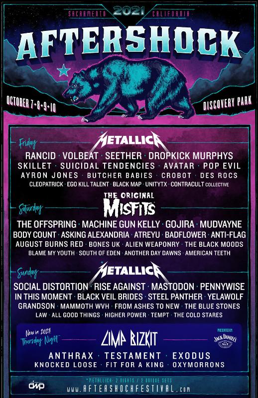 Misfits Replace My Chemical Romance As Headliners For Aftershock Festival 21 Featuring Metallica Volbeat Body Count Steel Panther And More Bravewords