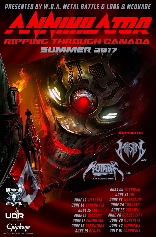 ANNIHILATOR Canadian Headline Tour Announced For Summer 2017 BraveWords