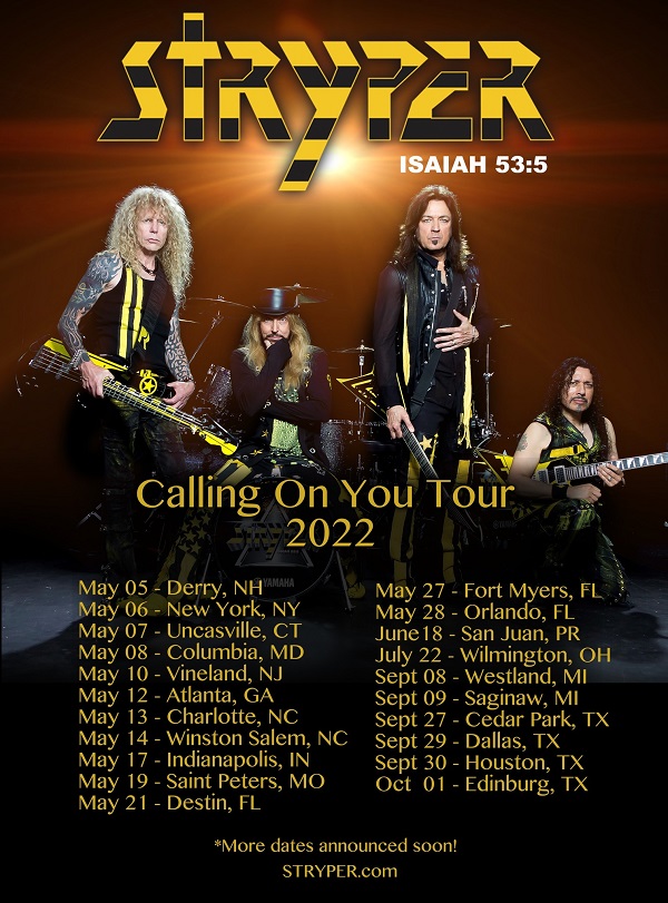 STRYPER Calling On You 2022 Tour Schedule Updated BraveWords