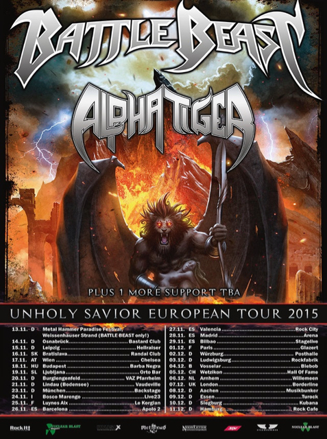 BATTLE BEAST Announce Headlining European Tour For Late 2015; ALPHA ...