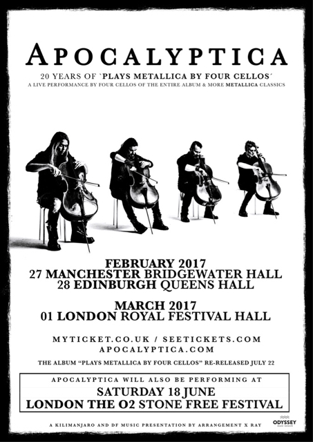 APOCALYPTICA Celebrates 20th Anniversary Of Plays Metallica By Four ...