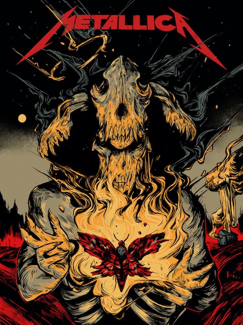 Metallica Limited Edition Moth Into Flame Poster From Wolfskulljack Available Thursday Bravewords
