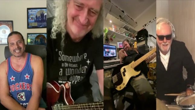 QUEEN's BRIAN MAY And ROGER TAYLOR, SONS OF APOLLO Vocalist JEFF SCOTT SOTO Perform "We Are The Champions" While In Quarantine (Video)