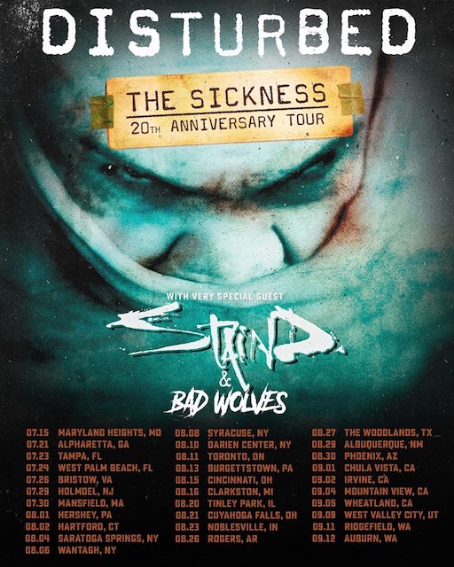 DISTURBED Announce The Sickness 20th Anniversary Tour With Special