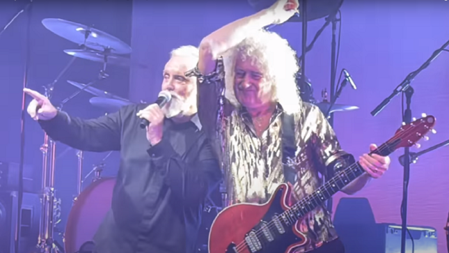 QUEEN Guitarist BRIAN MAY Makes Surprise Appearance At ROGER TAYLOR Solo Show In London; Fan-Filmed Of "Tutti Frutti " And "A Kind Of Magic" Performance Available