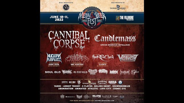 CANNIBAL CORPSE And CANDLEMASS Confirmed As Headliners For Decibel Magazine Metal & Beer Fest: Philly