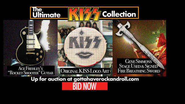 KISS - Over 250 Items Up For Grabs As Part Of Gotta Have Rock And Roll's Pop Culture Auction; Includes Original Logo Artwork Hand Drawn And Designed By ACE FREHLEY