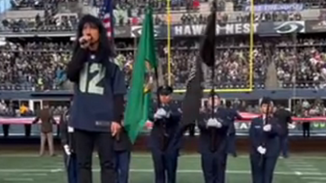 ANTHRAX Vocalist JOEY BELLADONNA Sings U.S. National Anthem Prior To Seahawks Vs. Raiders NFL Game