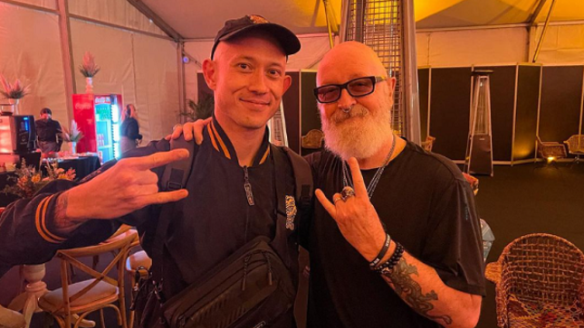 TRIVIUM Frontman MATT HEAFY Meets JUDAS PRIEST Legend ROB HALFORD At Knotfest Colombia - "I Will Never Forget That Moment; Thank You To A Lifelong Hero Of Mine"