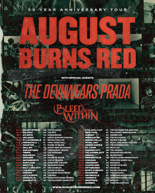 AUGUST BURNS RED's 20th Anniversary Tour Set For 2023; THE DEVIL WEARS PRADA,  BLEED FROM WITHIN To Support - BraveWords