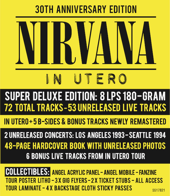 NIRVANA - 30th Anniversary Super Deluxe Editions Of In Utero Album