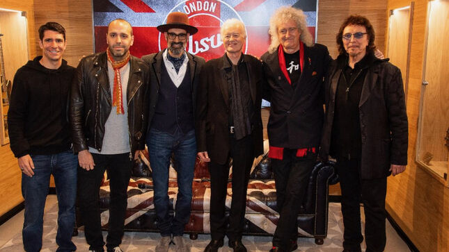 JIMMY PAGE, TONY IOMMI, BRIAN MAY Celebrate Opening Of Gibson Garage London; Official Video Posted