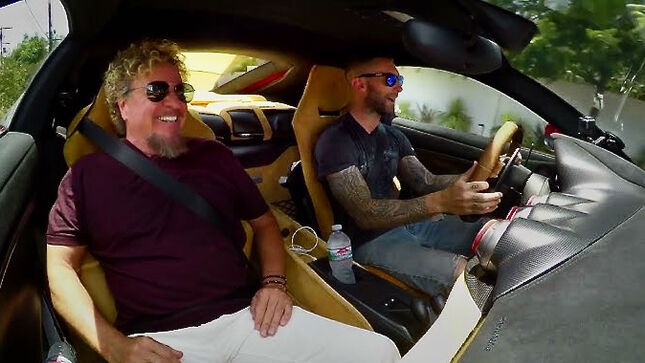 Watch SAMMY HAGAR AND ADAM LEVINE take a wild ride in Adam's Ferrari;  video