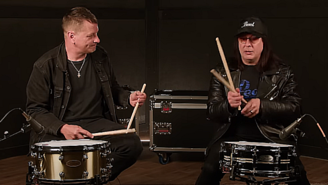 Former DREAM THEATER Drummer MIKE MANGINI, KORN Drummer RAY LUZIER Share Drum Workouts, Road Stories And Stick Tricks In New Video