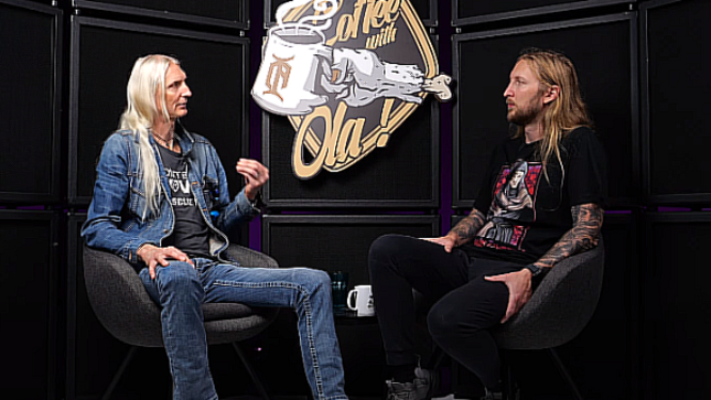 HAMMERFALL's OSCAR DRONJAK Guests On THE HAUNTED Guitarist OLA ENGLUND's "Coffee With Ola"; Video