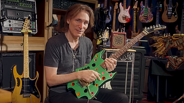  STEVE VAI Shares Guitar Tour: The "Swiss Cheese" Guitar, JOE SATRIANI's Birthday Gift, And His First Fender Strat (Video)